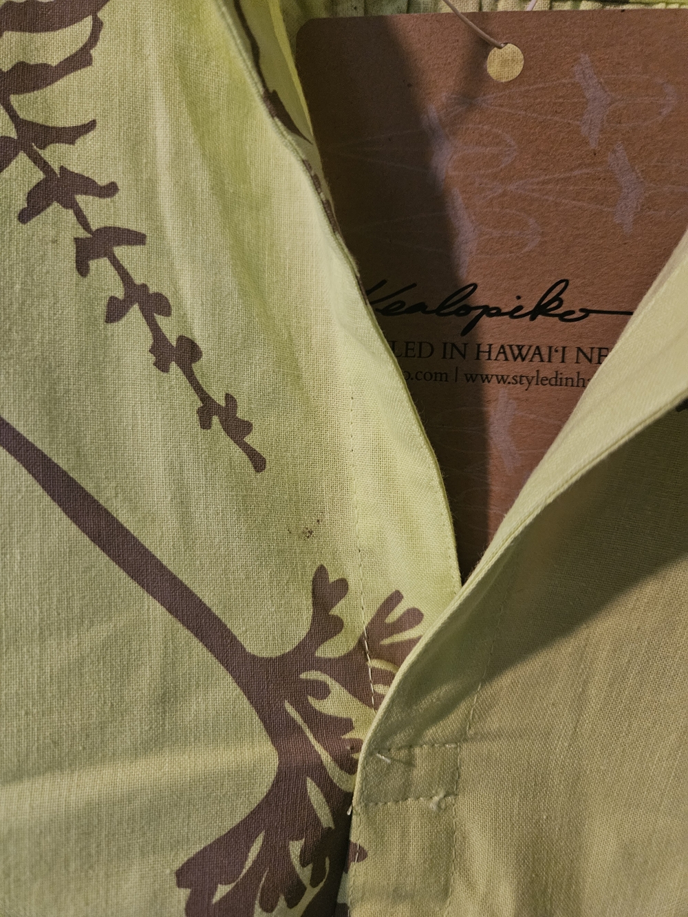 KEALOPIKO AHUKAI - SIZE XL - PALAI PRINT - LIME GREEN COLOR - Picture 4 of 6